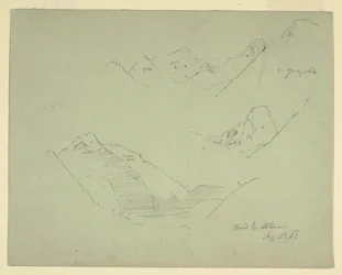Teckning, bergen nära Abtenau, Salzkammergut, 5 augusti 1868