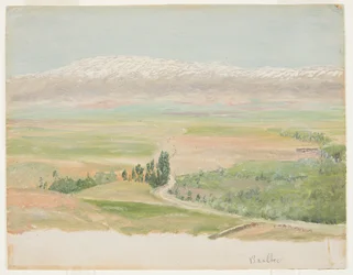 Ritning, bergen nära Baalbec, maj 1868