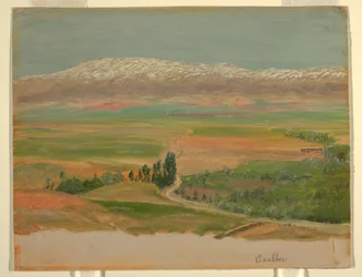 Ritning, bergen nära Baalbec, maj 1868