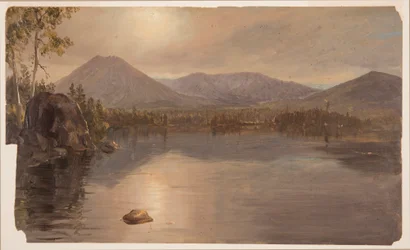 Teckning, bergen Katahdin och Turner från sjön Katahdin, Maine, 1855-60