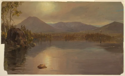 Teckning, bergen Katahdin och Turner från sjön Katahdin, Maine, 1855-60