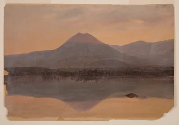Teckning, Mt. Katahdin från Lake Katahdin, 1860-70