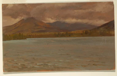 Teckning, Mt. Katahdin från Lake Katahdin, 1860-70