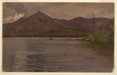 Teckning, Mt. Katahdin, från Lake Katahdin, 1877