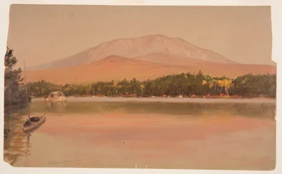 Teckning, Mt. Katahdin från Togue Pond, 1875-80