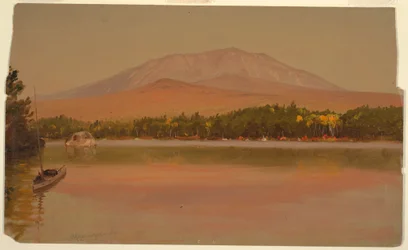 Teckning, Mt. Katahdin från Togue Pond, 1875-80