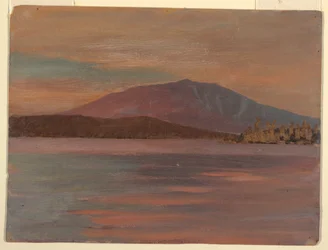 Teckning, Mt. Katahdin från Togue Pond, 1877