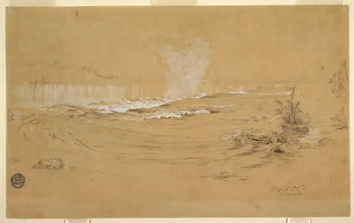 Teckning, Niagara: De kanadensiska fallen och Goat Island, oktober 1856