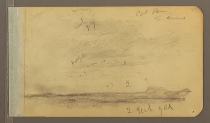 Teckning, Orizaba; Verso: Molnig himmel, hustak, 1889