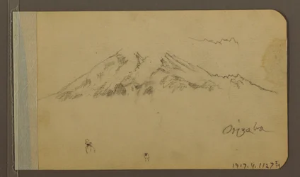 Teckning, Orizabas topp, figur; Averso: Slätt och bergskedjor, 1889