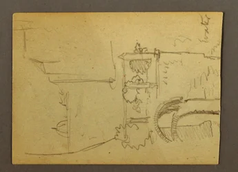 Teckning, Pilazzo över vatten, möjligen 1868-69
