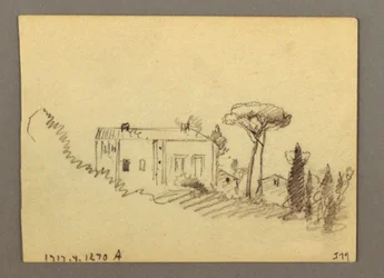 Teckning, Pilazzo över vatten, möjligen 1868-69