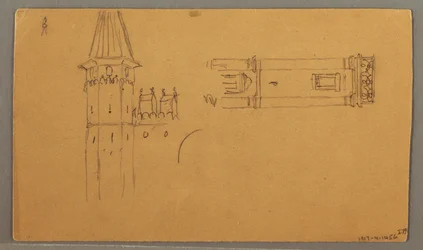 Teckning, Slätter, Arkitekturstudier, 4 juni 1868