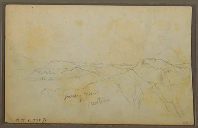 Teckning, Popayan, Colombia; Averso: Bergslandskap, Colombia, 9 augusti 1853