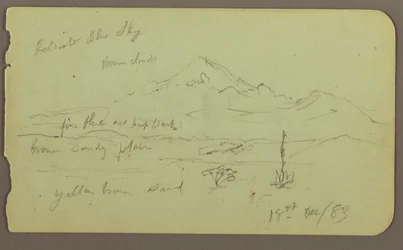 Ritning, Popocatapel; Verso: Frise på Texcoco Hotel, 18 december 1883