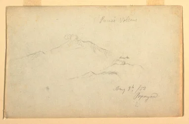 Teckning, Vulkanen Purese sedd från Popayan, Colombia, 9 augusti 1853