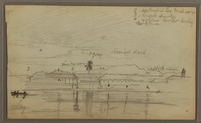 Teckning, Flodlandskap, 1857