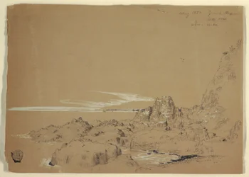 Teckning, Klippiga kusten, Grand Manan, Kanada, augusti 1851