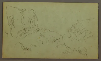 Teckning, Rocky Mountaintops, möjligen 1868