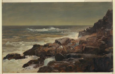 Teckning, Rocky Seashore, Maine, ca 1860