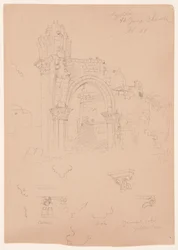 Ritning, Ruinerna av St. George-kyrkan, Lydda [nuvarande Lod], 7 februari 1868