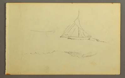 Ritning, Segelbåt sedd från babord, 1845
