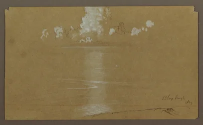 Teckning, havslandskap, Bloxburgh; Averso: Kullar och hav, augusti 1865