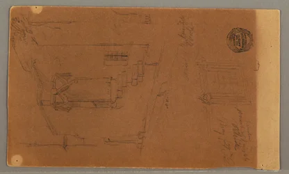 Ritning, Sidovy av byggnad, fönster, 29 maj 1868