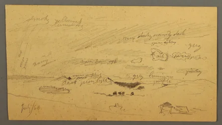 Teckning, Himmelsstudie över ås och regnbåge, juli 1866