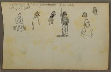Teckning, Soldater från Nya Granada, Colombia, 17 augusti 1853