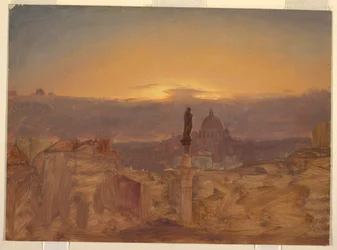 Teckning, Peterskyrkan från Pincio, Rom, slutet av 1868 eller början av 1869