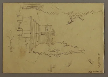 Teckning, scencoach, möjligen 1868-69