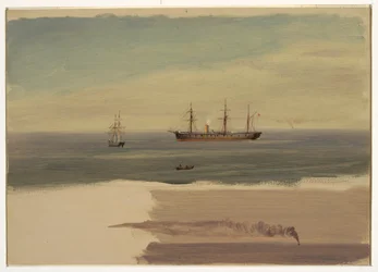 Ritning, Ångfartyg och segelfartyg, juli 1859