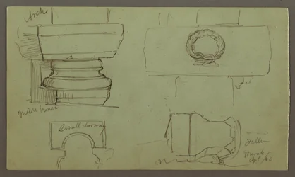 Ritning, Studier av bågar och bågens bas, april 1868