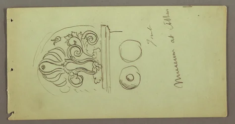 Teckning, studier av föremål från Atens museum, möjligen 1869