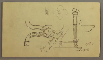 Ritning, Studier av bordets delar, möjligen 1868-69