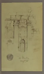 Teckning, Studie av tempelruiner, 8 maj 1868