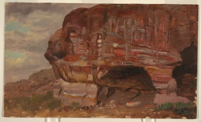 Teckning, Studie av en zoomorf klippa, Petra, 1868