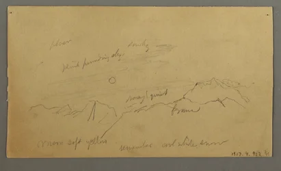 Teckning, Topp med stora moln, möjligen 1868