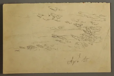Teckning, Sol och moln, april 1855