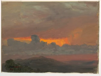 Teckning, solnedgång, augusti 1865