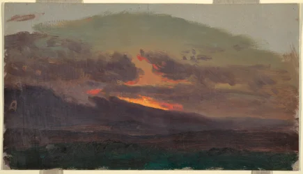 Teckning, Solnedgång över Catskills, 1870-80