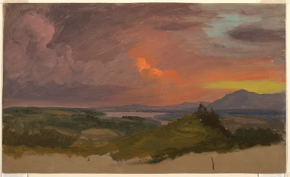 Teckning, Solnedgång i Hudson Valley, 1870-75