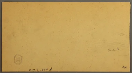 Teckning, Solnedgång över kullar, 9 juli 1866
