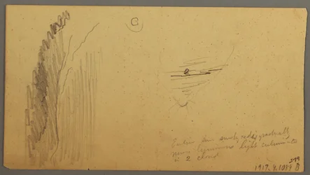 Teckning, Solnedgång över kullar, 9 juli 1866