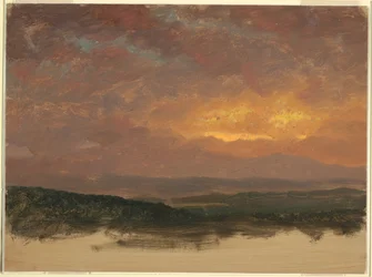 Teckning, Solnedgång över Catskills, 1870-80