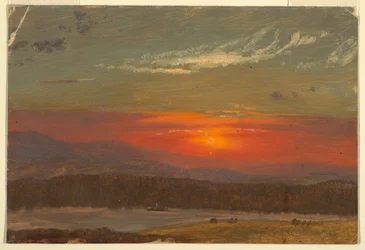 Teckning, Solnedgång över Catskills, 1870-80