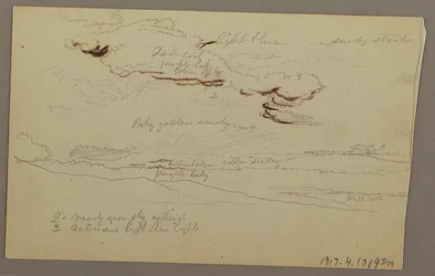 Teckning, Solnedgång, möjligen 1860
