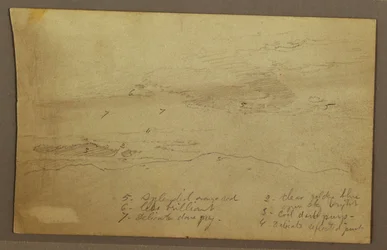 Teckning, Solnedgång, möjligen 1860-tal