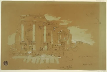 Ritning, templet i Mismiyeh, Syrien, 28 april 1868